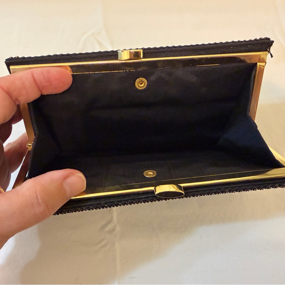 Elegant Black Clutch with Gold Toned Accents - Evening Wear - Picture 6 of 9